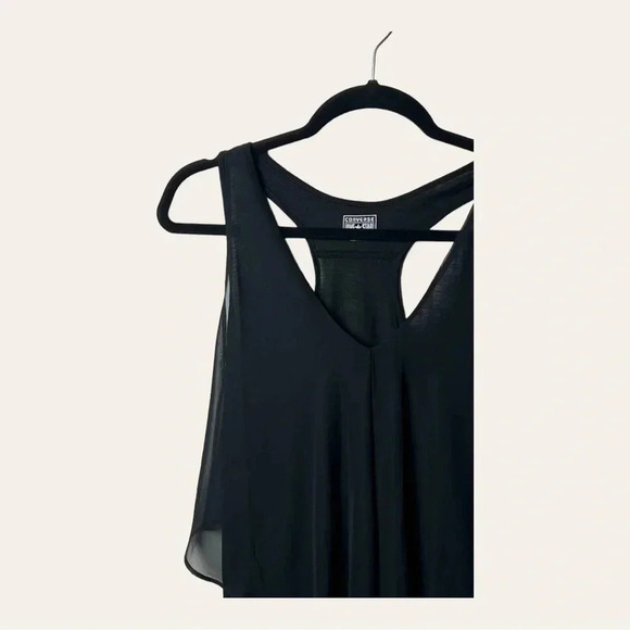 0006. Converse ONE STAR TANK TOP SHEER LAYER ON TOP BLACK SIZE MEDIUM - Picture 3 of 9